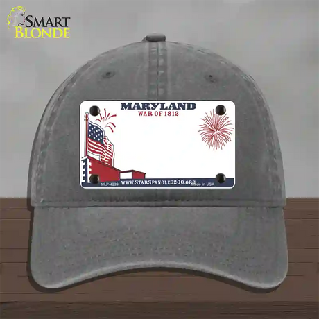 Maryland State Novelty License Plate Hat Unconstructed Cotton / Charcoal