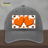 Orange White Polka Dot Orange Centered Hearts Novelty License Plate Hat Unconstructed Cotton / Charcoal