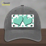 Mint White Polka Dot Mint Centered Hearts Novelty License Plate Hat Unconstructed Cotton / Charcoal