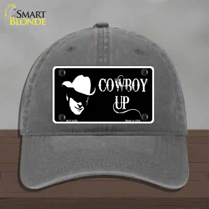 Cowboy Up License Novelty License Plate Hat Unconstructed Cotton / Charcoal