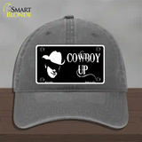 Cowboy Up License Novelty License Plate Hat Unconstructed Cotton / Charcoal