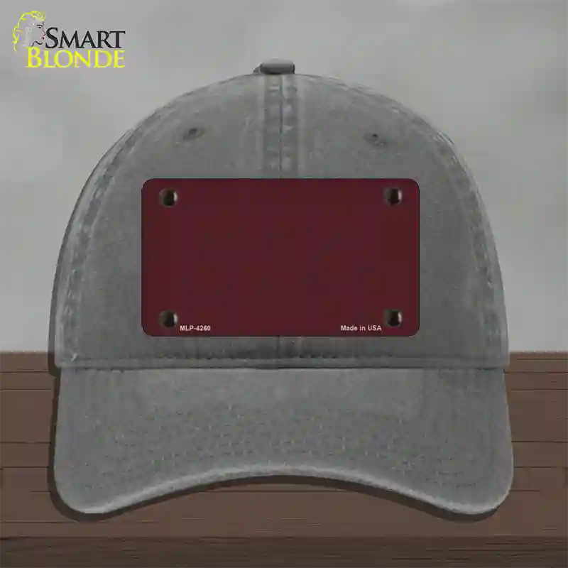 Burgundy Novelty License Plate Hat Unconstructed Cotton / Charcoal