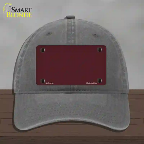 Burgundy Novelty License Plate Hat Unconstructed Cotton / Charcoal