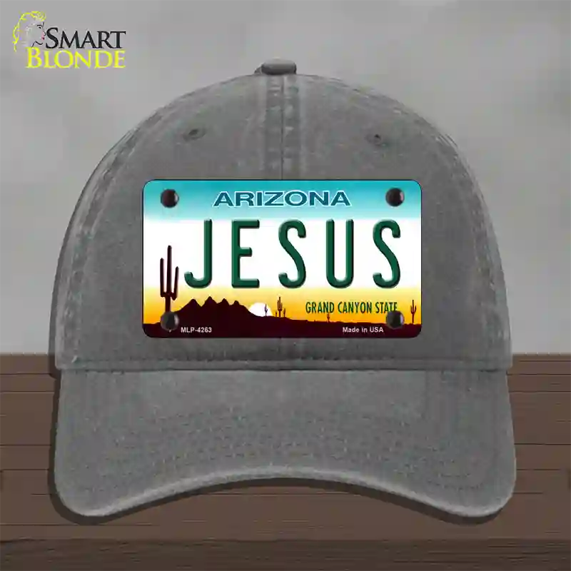 Jesus Arizona State Novelty License Plate Hat Unconstructed Cotton / Charcoal