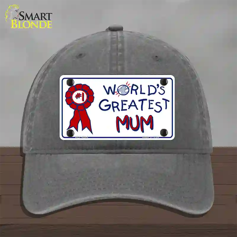 Worlds Greatest Mum Novelty License Plate Hat Unconstructed Cotton / Charcoal