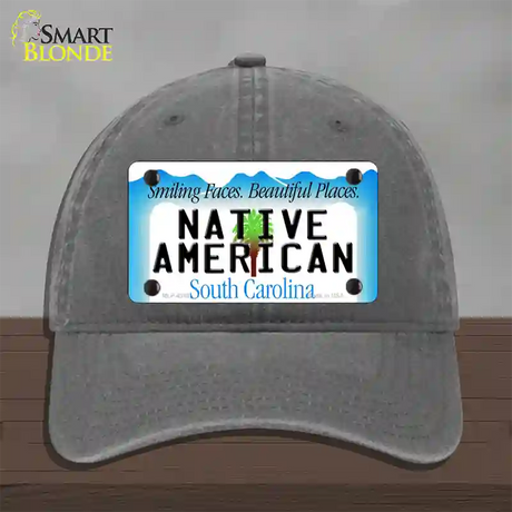 Native American South Carolina Novelty License Plate Hat Unconstructed Cotton / Charcoal