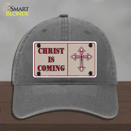 Christ Is Coming Novelty License Plate Hat Unconstructed Cotton / Charcoal