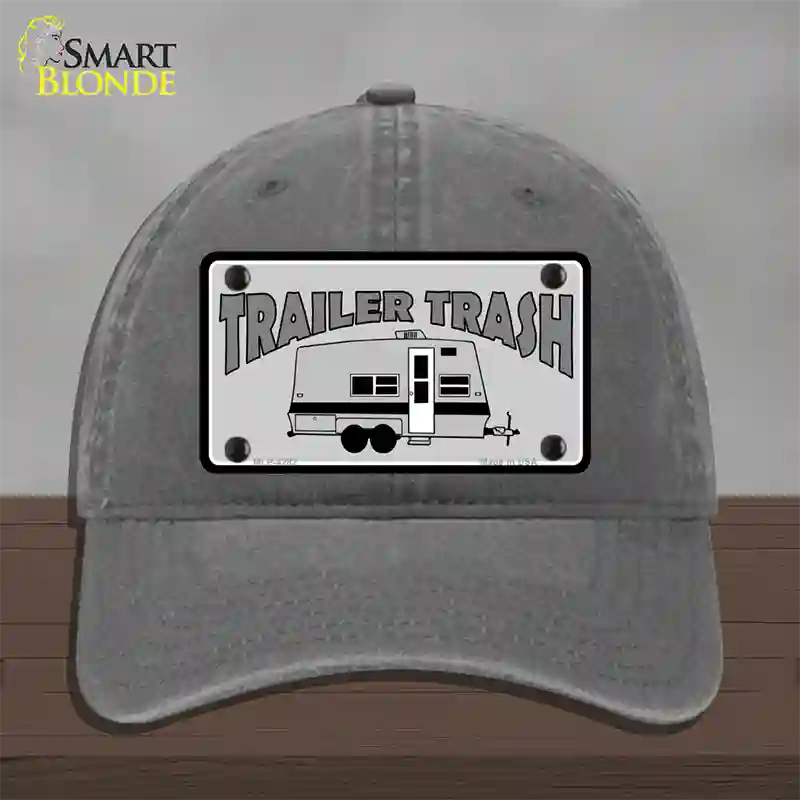 Trailer Trash Novelty License Plate Hat Unconstructed Cotton / Charcoal