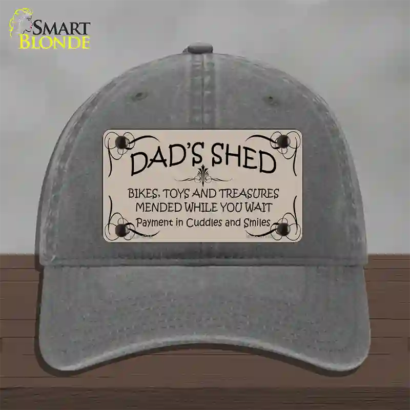 Dads Shed Novelty License Plate Hat Unconstructed Cotton / Charcoal