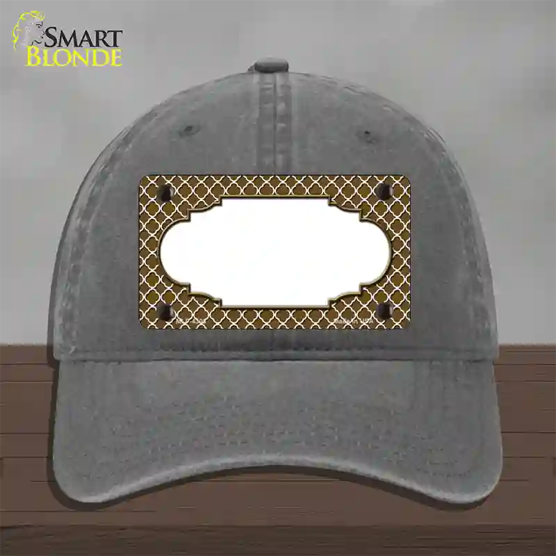 Brown White Quatrefoil Center Scallop Novelty License Plate Hat Unconstructed Cotton / Charcoal