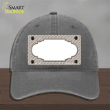 Tan White Quatrefoil Center Scallop Novelty License Plate Hat Unconstructed Cotton / Charcoal