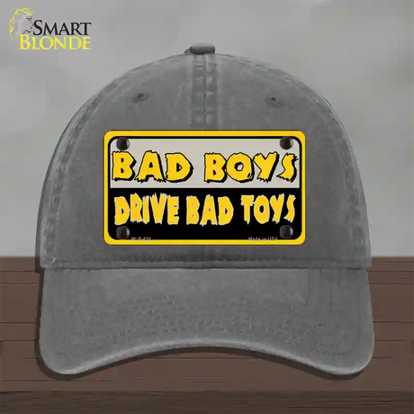 Bad Boys Drive Bad Toys Novelty License Plate Hat Unconstructed Cotton / Charcoal