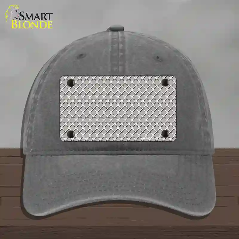 Grey White Quatrefoil Novelty License Plate Hat Unconstructed Cotton / Charcoal