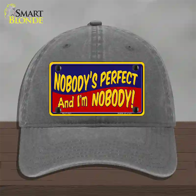 Nobodys Perfect Novelty License Plate Hat Unconstructed Cotton / Charcoal