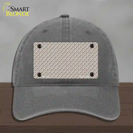 Tan White Quatrefoil Novelty License Plate Hat Unconstructed Cotton / Charcoal