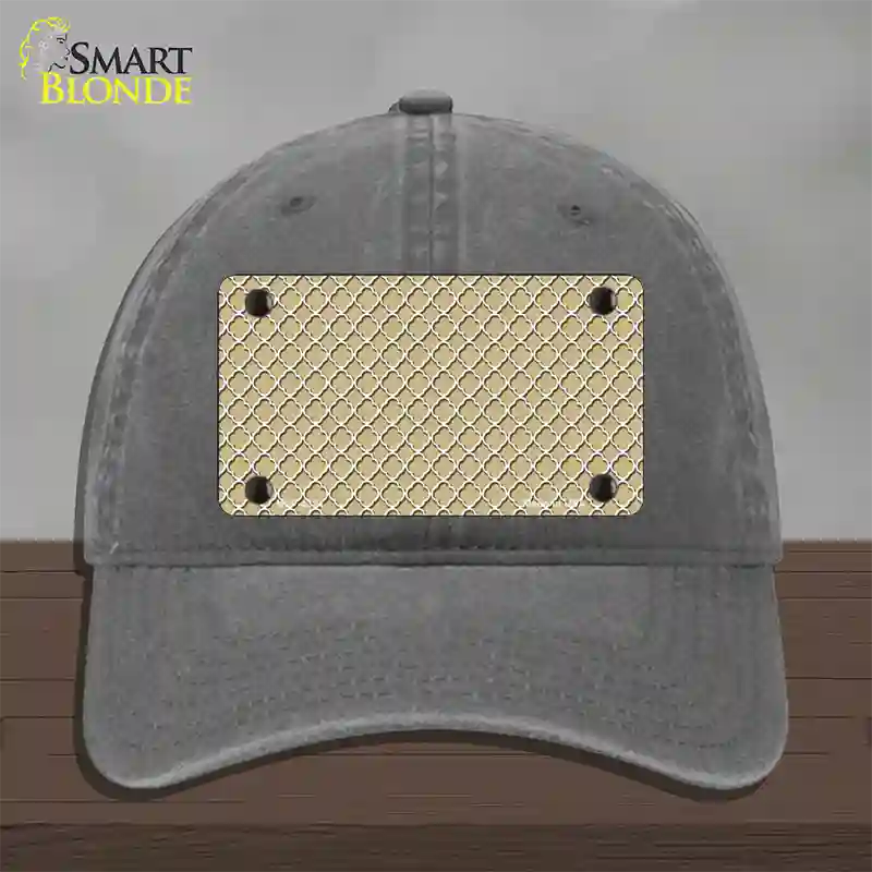 Gold White Quatrefoil Novelty License Plate Hat Unconstructed Cotton / Charcoal