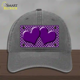 Purple White Quatrefoil Purple Center Hearts Novelty License Plate Hat Unconstructed Cotton / Charcoal