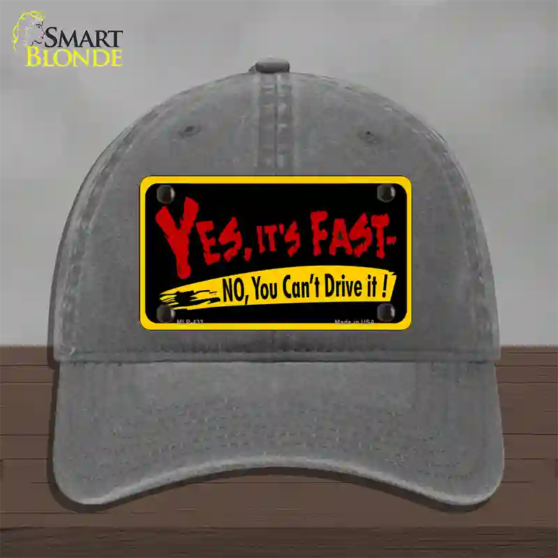 Yes Its Fast Novelty License Plate Hat Unconstructed Cotton / Charcoal