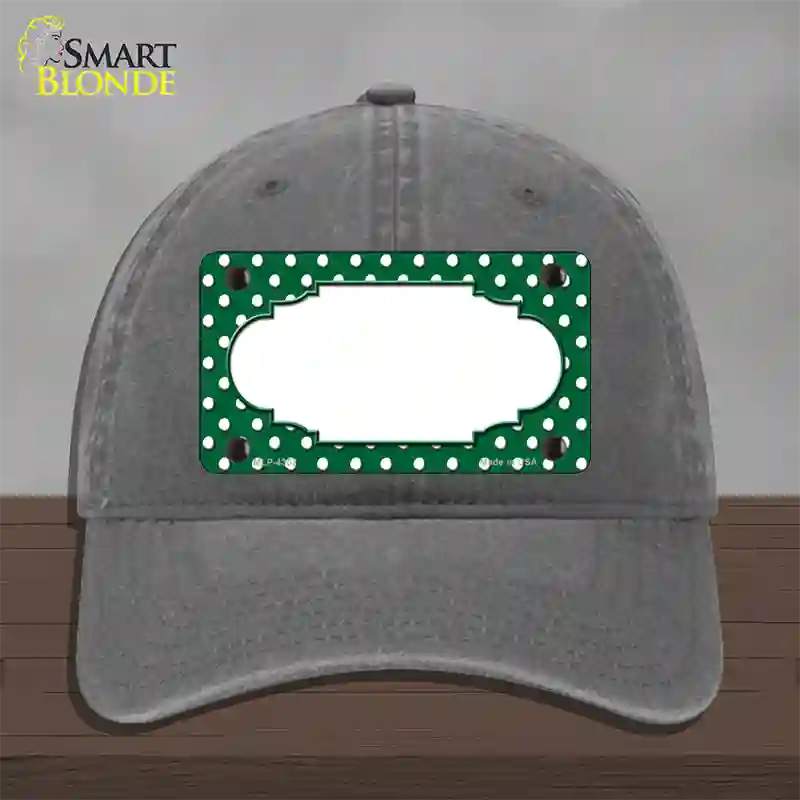 Scallop Green White Polka Dot Novelty License Plate Hat Unconstructed Cotton / Charcoal