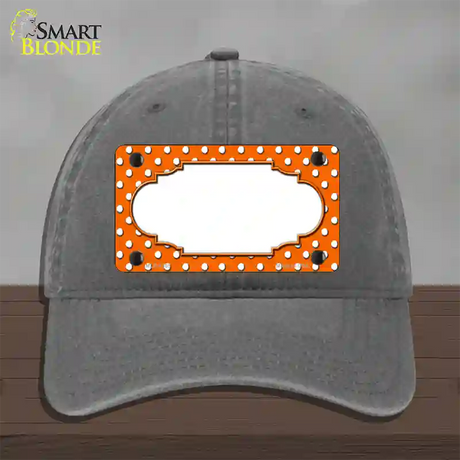 Scallop Orange White Polka Dot Novelty License Plate Hat Unconstructed Cotton / Charcoal