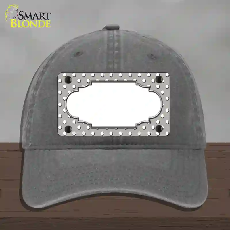 Scallop Grey White Polka Dot Novelty License Plate Hat Unconstructed Cotton / Charcoal