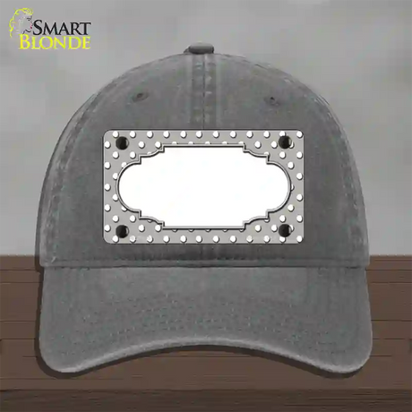 Scallop Grey White Polka Dot Novelty License Plate Hat Unconstructed Cotton / Charcoal