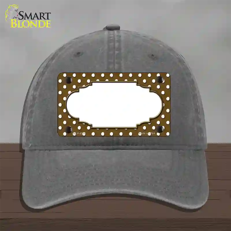 Scallop Brown White Polka Dot Novelty License Plate Hat Unconstructed Cotton / Charcoal