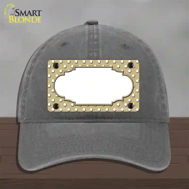 Scallop Gold White Polka Dot Novelty License Plate Hat Unconstructed Cotton / Charcoal