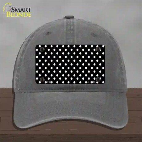 Black Polka Dot Novelty License Plate Hat Unconstructed Cotton / Charcoal