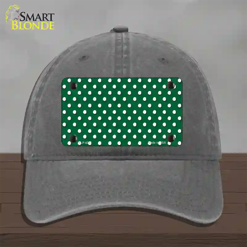 Green Polka Dot Novelty License Plate Hat Unconstructed Cotton / Charcoal