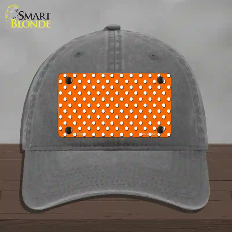 Orange Polka Dot Novelty License Plate Hat Unconstructed Cotton / Charcoal