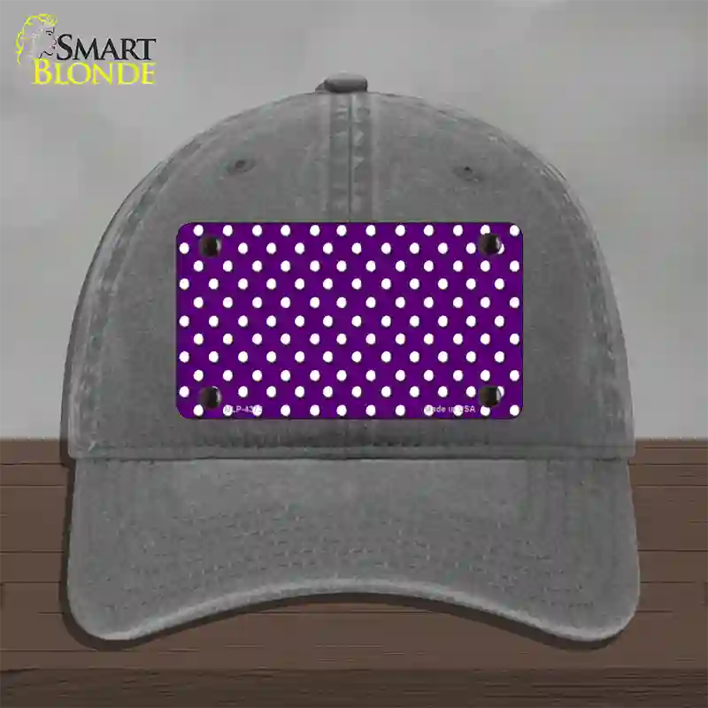 Purple Polka Dot Novelty License Plate Hat Unconstructed Cotton / Charcoal