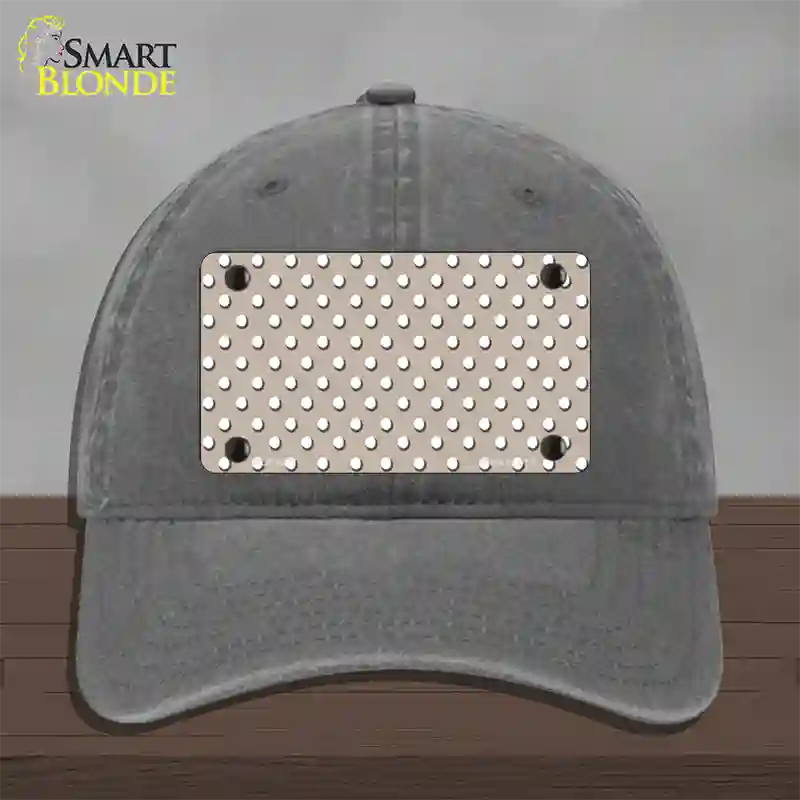 Tan Polka Dot Novelty License Plate Hat Unconstructed Cotton / Charcoal