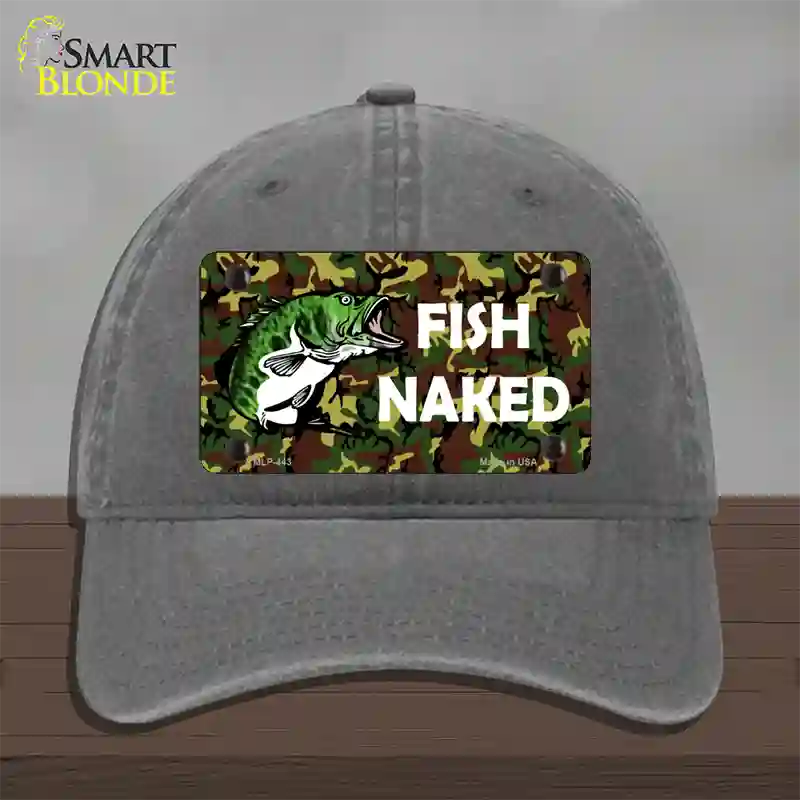 Fish Naked Novelty License Plate Hat Unconstructed Cotton / Charcoal