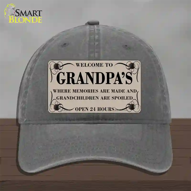 Welcome To Grandpas Novelty License Plate Hat Unconstructed Cotton / Charcoal