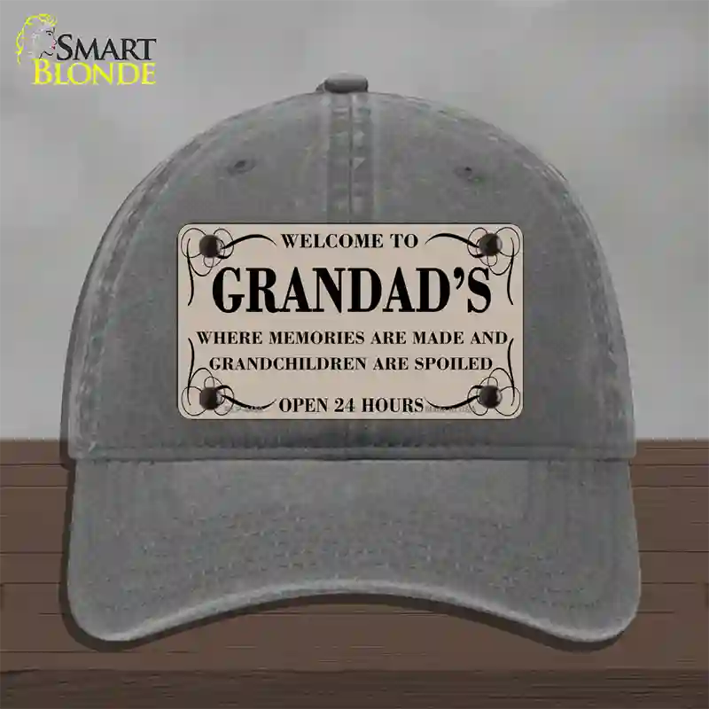 Welcome To Grandads Novelty License Plate Hat Unconstructed Cotton / Charcoal