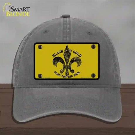 Saints Fleur De Lis Gold Novelty License Plate Hat Unconstructed Cotton / Charcoal