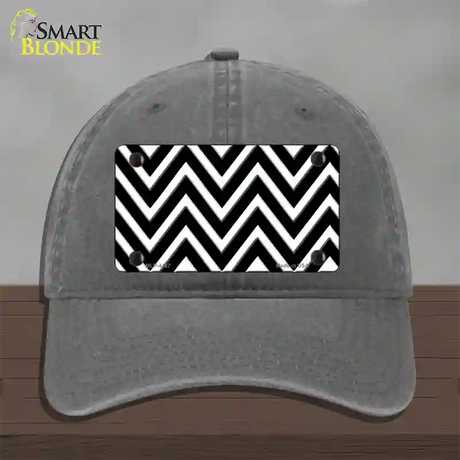 Black White Large Chevron Novelty License Plate Hat Unconstructed Cotton / Charcoal