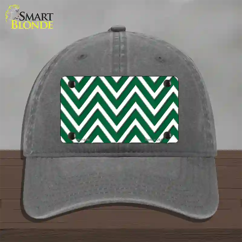 Green White Large Chevron Novelty License Plate Hat Unconstructed Cotton / Charcoal