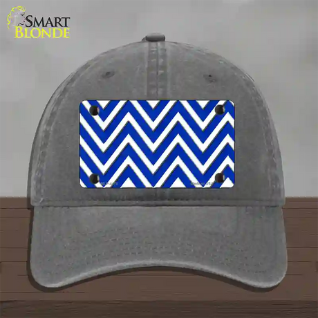 Blue White Large Chevron Novelty License Plate Hat Unconstructed Cotton / Charcoal