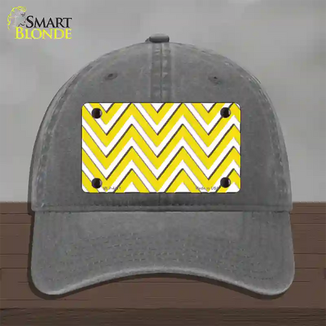 Yellow White Large Chevron Novelty License Plate Hat Unconstructed Cotton / Charcoal