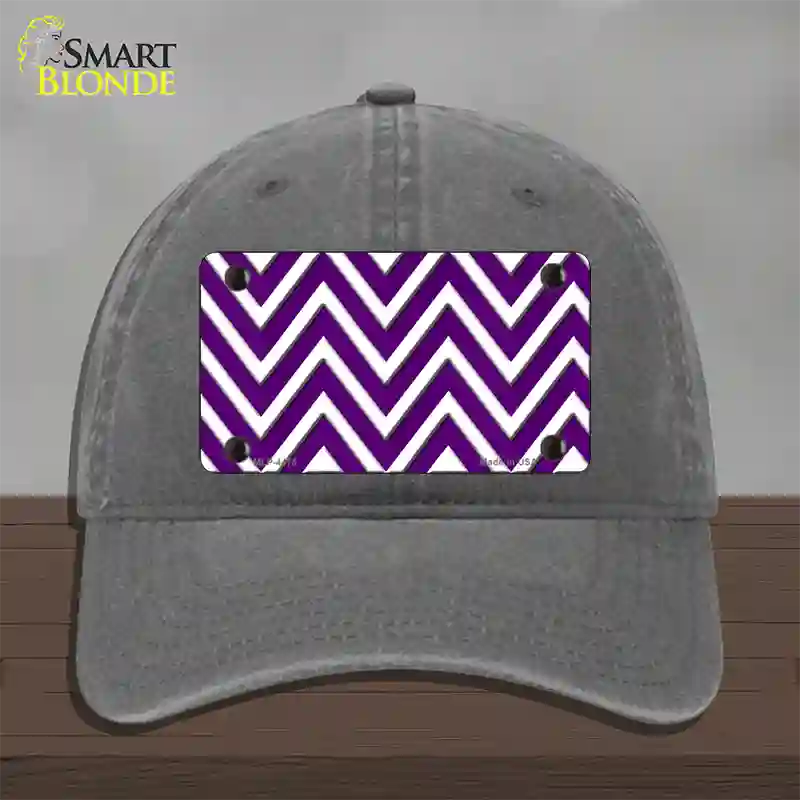 Purple White Large Chevron Novelty License Plate Hat Unconstructed Cotton / Charcoal