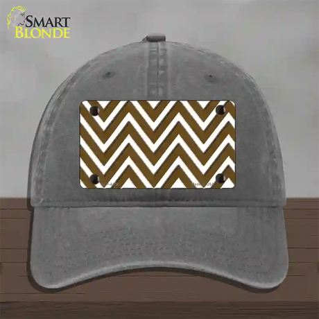 Brown White Large Chevron Novelty License Plate Hat Unconstructed Cotton / Charcoal