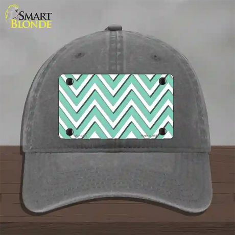 Mint White Large Chevron Novelty License Plate Hat Unconstructed Cotton / Charcoal