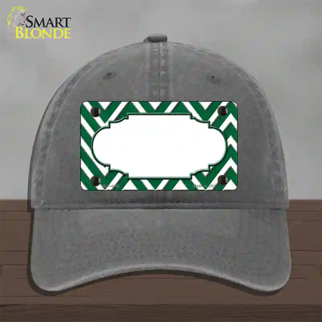 Green White Large Chevron Center Scallop Novelty License Plate Hat Unconstructed Cotton / Charcoal