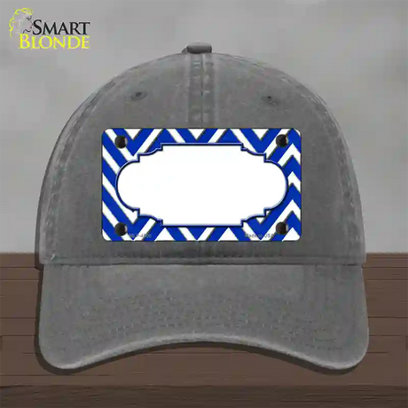 Blue White Large Chevron Center Scallop Novelty License Plate Hat Unconstructed Cotton / Charcoal