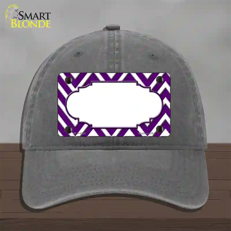 Purple White Large Chevron Center Scallop Novelty License Plate Hat Unconstructed Cotton / Charcoal