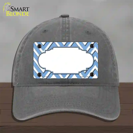 Light Blue White Large Chevron Center Scallop Novelty License Plate Hat Unconstructed Cotton / Charcoal