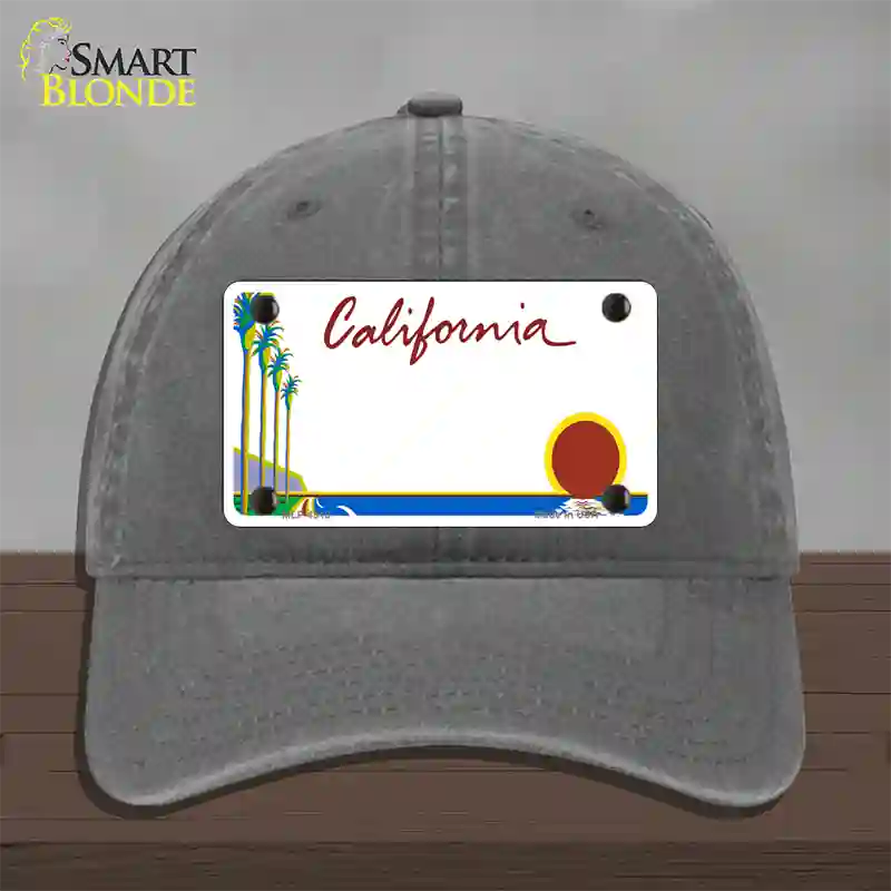 California Palm Trees State Blank Novelty License Plate Hat Unconstructed Cotton / Charcoal