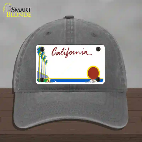 California Palm Trees State Blank Novelty License Plate Hat Unconstructed Cotton / Charcoal